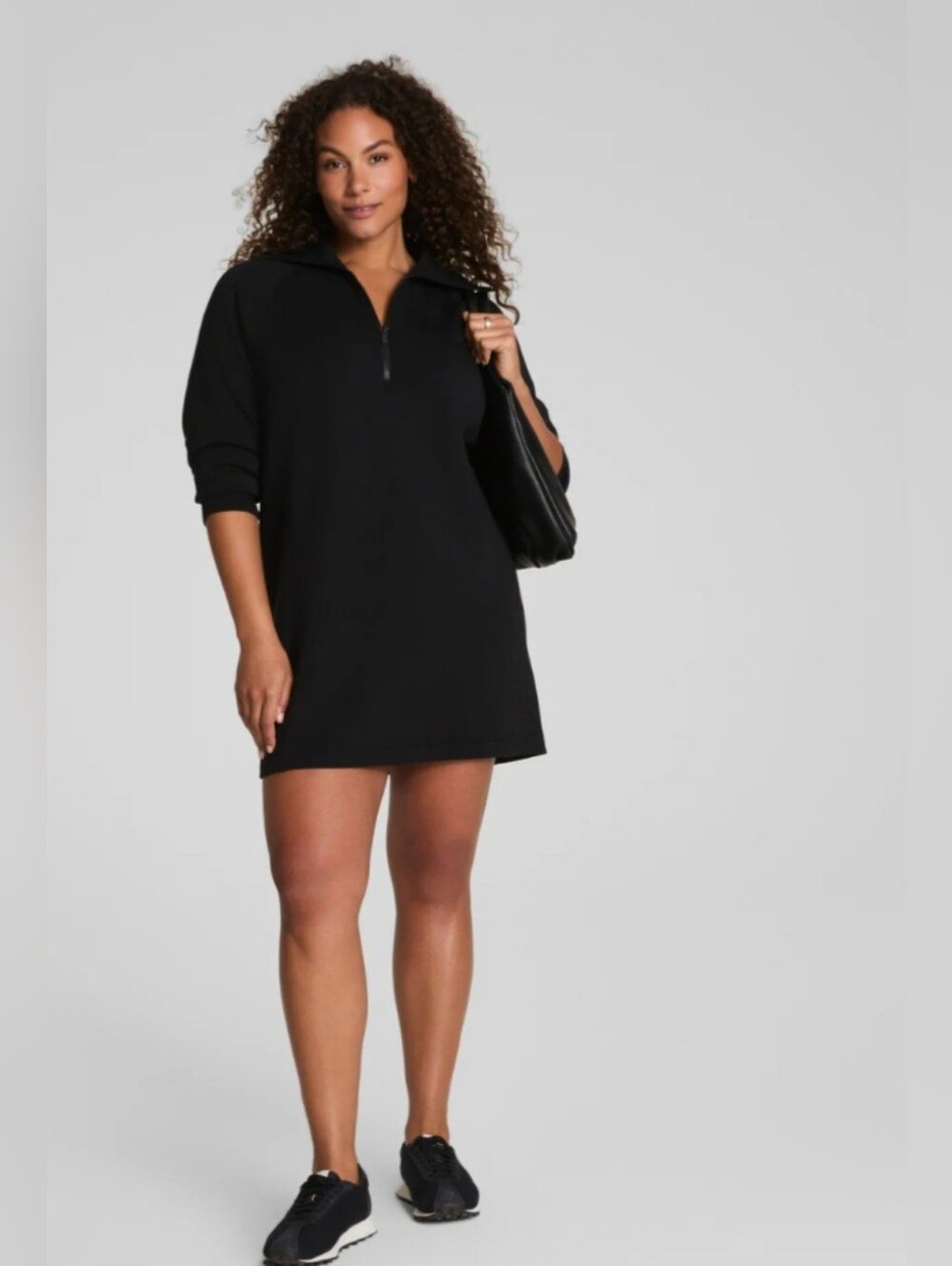 SPANX Black Half-Zip Sweatshirt Dress